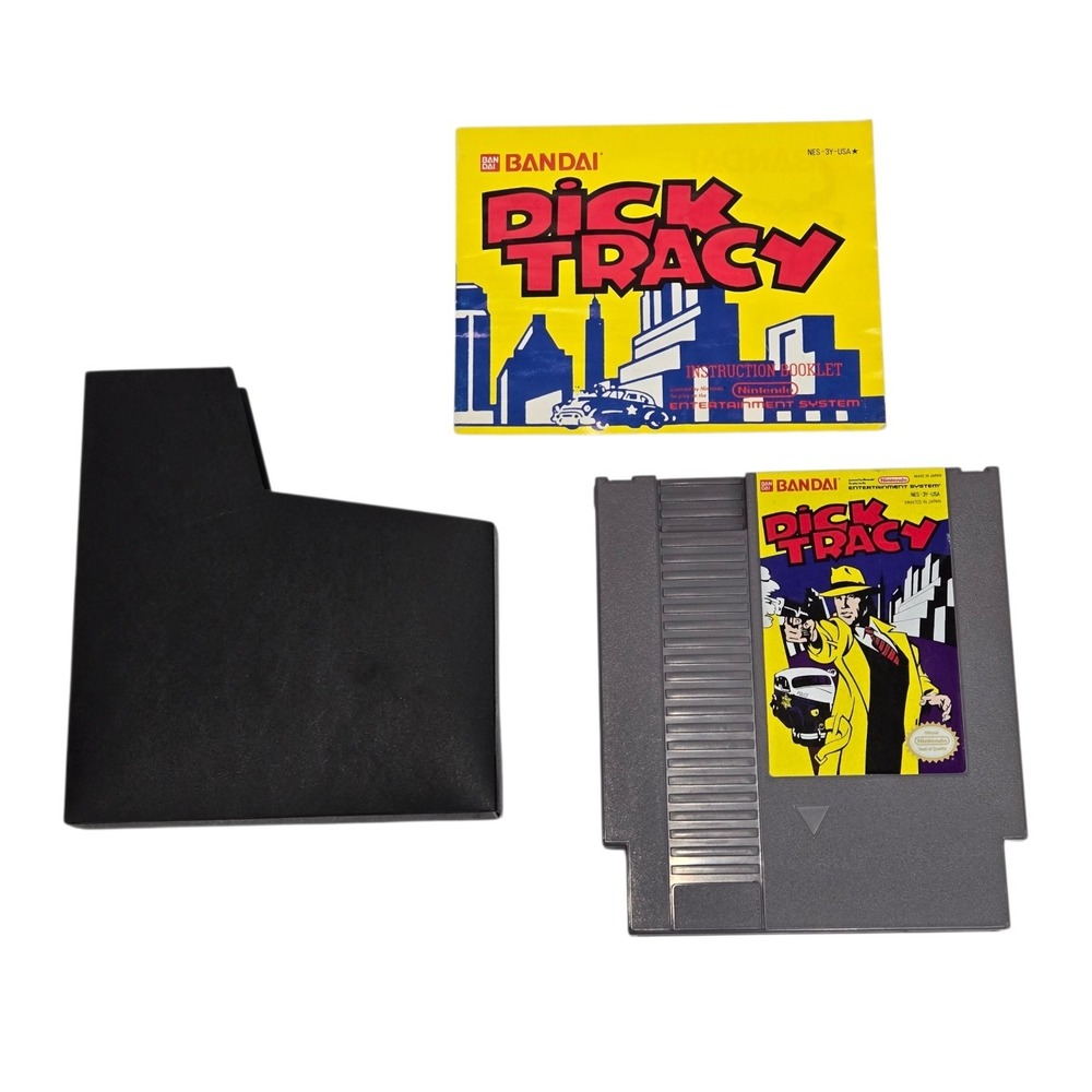 1985 Nintendo Dick Tracy Game Cartridge Case & Manual NES 3Y Bandai